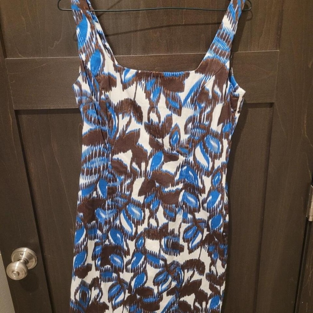 Women's Blue and Brown Patterned Dress Size 6